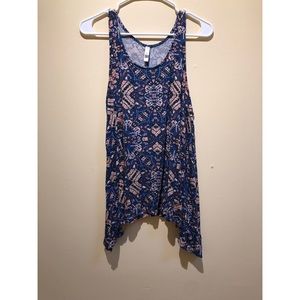 💙🍑 Blue sleeveless print asymmetric top 🍑💙